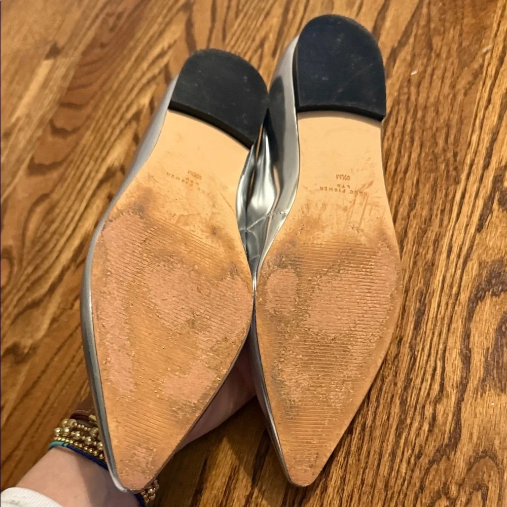 Marc Fisher Silver Pointed-Toe Flats
